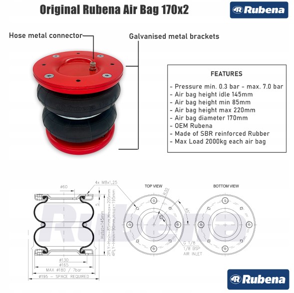 Rubena ASK_RED_VW_LT_1995-06_2xMANO Airbags for vw volkswagen lt 1995-2006 dual circuit system sw