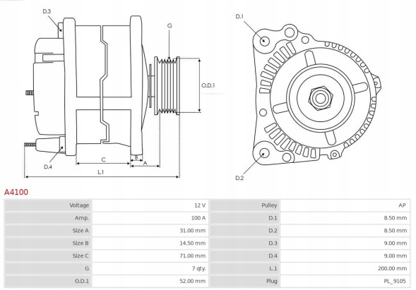 AS-PL  Alternator as-pl a4100