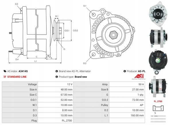 AS-PL A3414S C25 1.8, c25 2.0, ducato 10 1.8, ducato 10 2.0, ducato 12 2.0, ducato 13 2