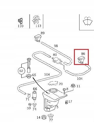 Mercedes-Benz OE A2028600947 Mercedes c-class w202 front window washer nozzle left oe