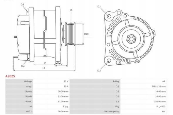 AS-PL A2025 Alternator as-pl a2025