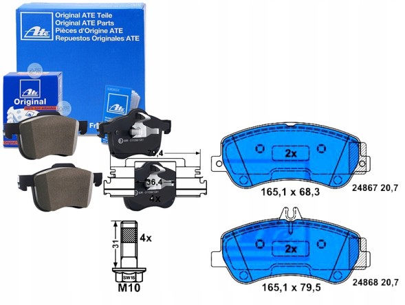 ATE PRO/13.0460-3852.2 ATE Brake pads mercedes front x204 2,0 3,5 08-15 + collision assistant #34