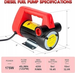 CHINA 175 Lemoto 12 v fuel pump with nozzle hoses for diesel and kerosene