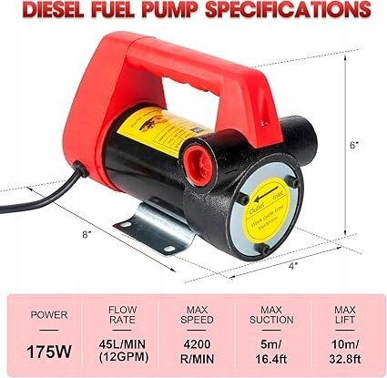 CHINA 175 Lemoto 12 v fuel pump with nozzle hoses for diesel and kerosene