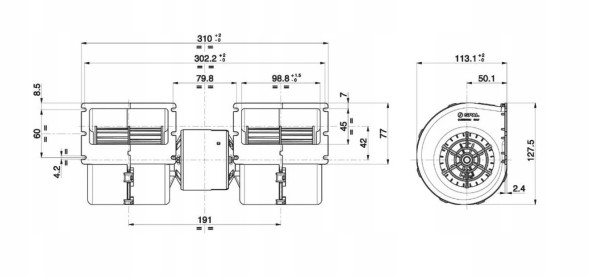 Spal 008-B45-02 Double blower spal 008-b45-02 24v 3-speed