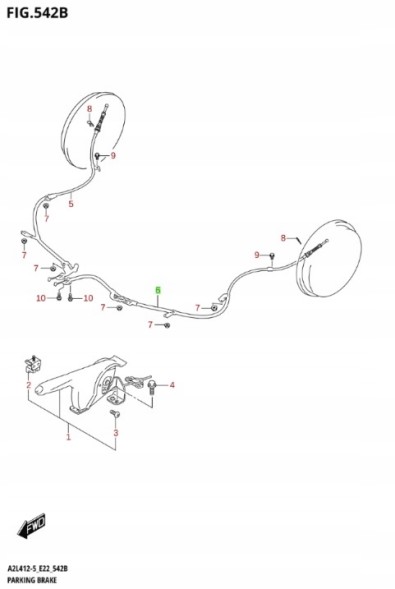 Suzuki OE 54402-52RH2 Suzuki swift mk8 2018-24 -handbrake cable left