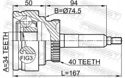 Febest Axle joint front 1410-rexiipta40 febest
