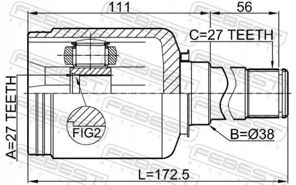 Febest  1611-221Frh febest shaft joint