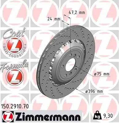 Zimmermann 150.2910.70 Ventilated brake disc 150.2910.70