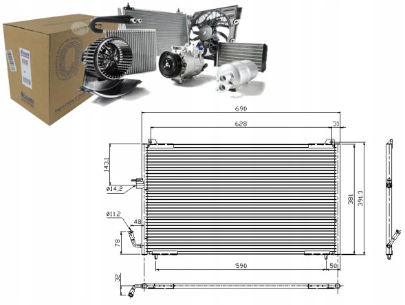 Nissens NIS94625(iMOTO) Air conditioning condenser peugeot 406 1.6-3.0 11.95- + driver's essential #37