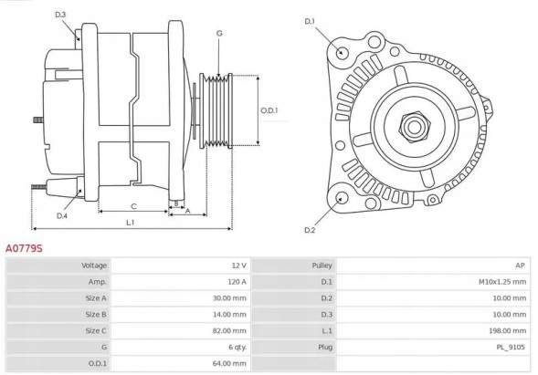 AS-PL A0779S Alternator a0779s as-pl audi a4 b5 (8d2)