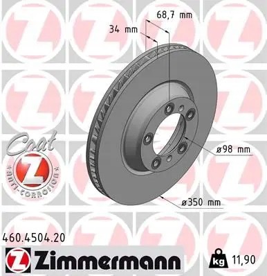Zimmermann 460.4504.20 Brake disc left front 460.4504.20 zimmermann