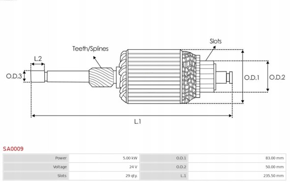 AS-PL SA0009 Starter rotor autostarter