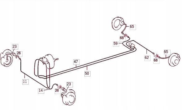 PHU DONOCIK  Mercedes vito w638 - copper rigid brake cables full set