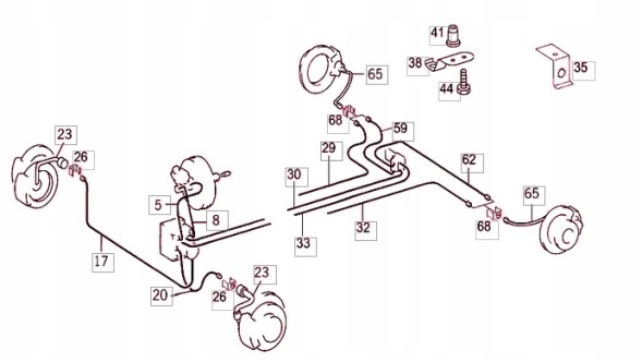 PHU DONOCIK  Mercedes vito w638 - copper rigid brake cables full set