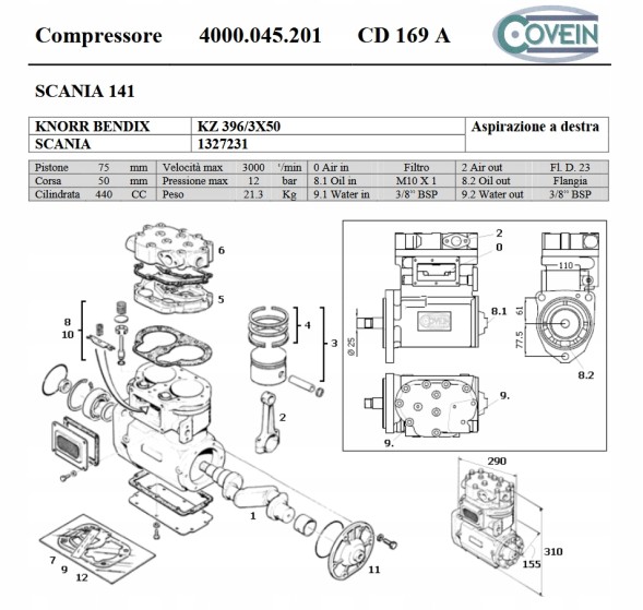 CHINA 4000.045.201 Compressor compressor scania covein 4000.045.201