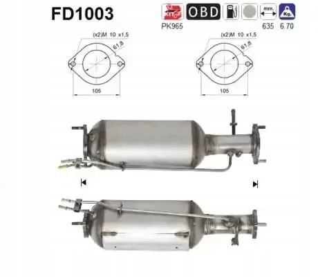 AS  Particulate filter fap dpf fd1003 as ford volvo
