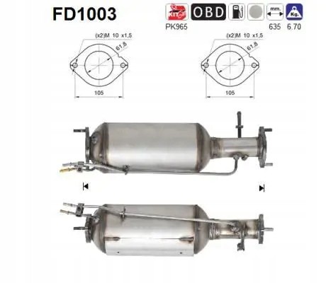 AS  Particulate filter fap dpf fd1003 as ford volvo