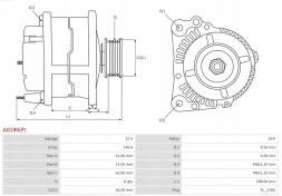 AS-PL Alternator 140a a0190(p) as-pl audi a1 a2 a3