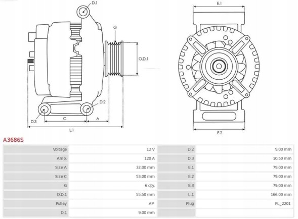 AS-PL A3686S Alternator a3686s as-pl chevrolet opel
