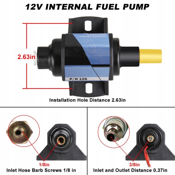CHINA P/N 12S Electric fuel pump universal low pressure flow carburetor