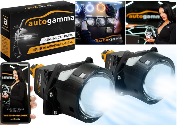 Auto Gamma  Bi-led lenses 3.0" 6000k global thread headlight regeneration set