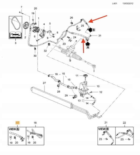 EACS  Tube hose power steering cable opel insignia 1.6 1.8 1.6t 2pcs.