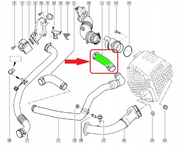 Turborury  Turbo pipe renault laguna ii 1.9 dci 7701062411