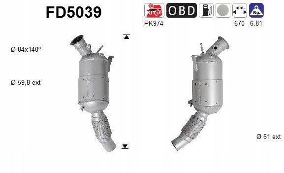 CHINA FD5039 Particulate filter dpf + catalytic converter bmw 2,0d n47 euro 4 ascfd5039 as