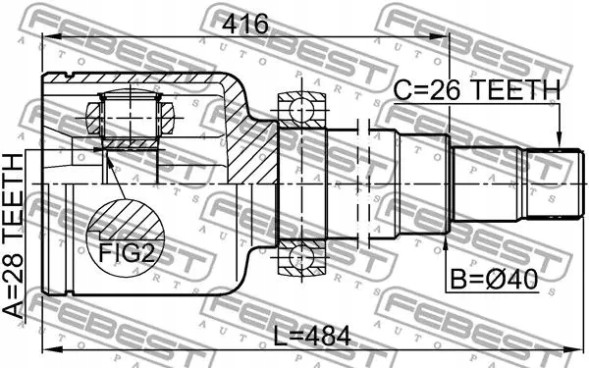 Febest  Axle joint 2111-ca220rh febest ford