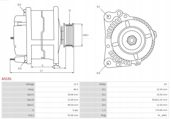AS-PL A5191 Grand vitara 2.4, sx4 2.0 [J24B] 01.2009-