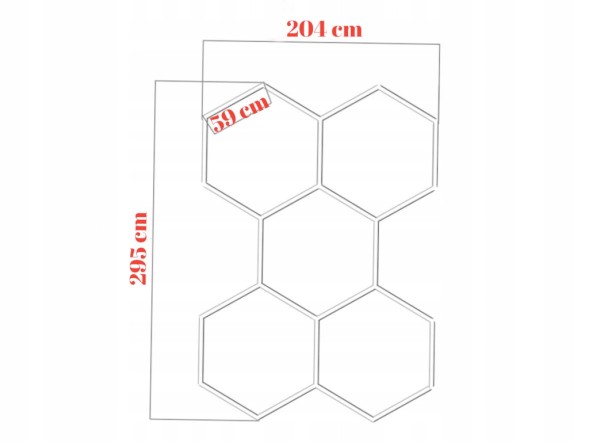 WOLLER L.169/273. Led ceiling light for garage studio detailing 5 patches 295cm x 204cm