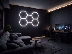 WOLLER L.169/273. Led ceiling light for garage studio detailing 5 patches 295cm x 204cm