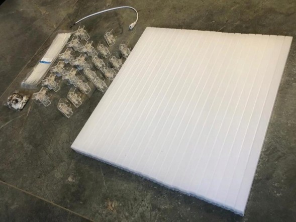 WOLLER L.169/273. Led ceiling light for garage studio detailing 5 patches 295cm x 204cm