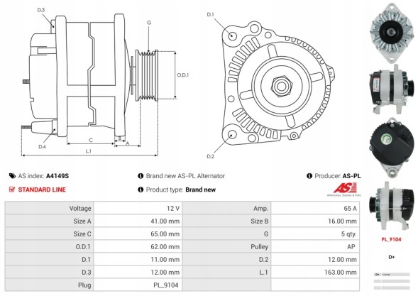 AS-PL  Alternator fiat regata 60 diesel rf rs rv 90 dedra tempra s.W 131 delta hf