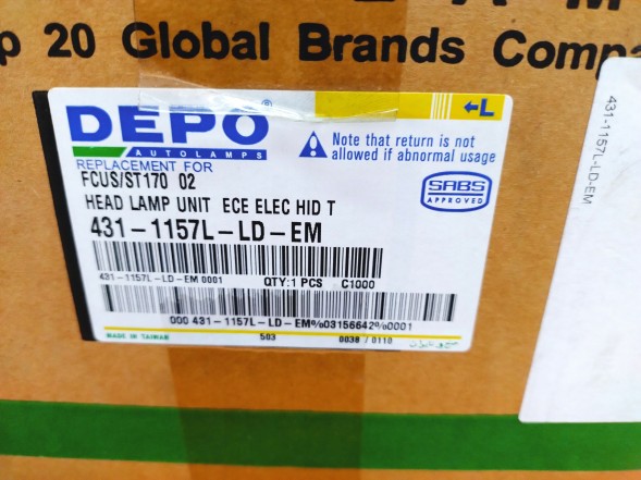 Abakus 431-1157L-LD-EM Depo headlight left 431-1157l-ld-em ford focus i