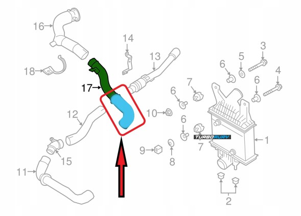 Turborury 2506700034300 Pipe turbo land rover range rover sport 3.0 tdv6 lr062410 silicone