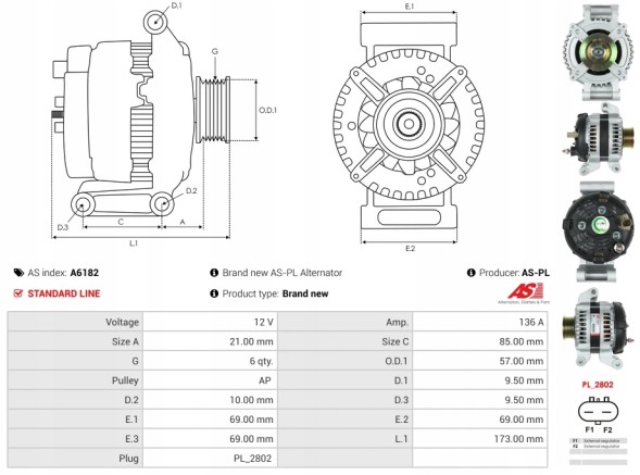AS-PL  Alternator chrysler voyager 2.4i 16v