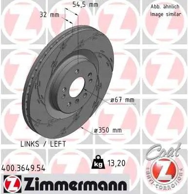 Zimmermann 400.3649.54 Brake disc left front 400.3649.54 zimmermann