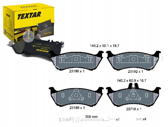 Textar PRO/2319002 TEX Brake pads mercedes rear w163 ml 98- textar + collision assistant #34