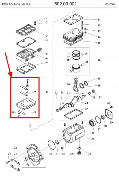 Polmo 602.09.001.02.3 Complete compressor valve plate 602.09.. - Fos polmo