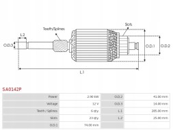 AS-PL SA0142P Starter rotor sa0142p 12v 2.9kw