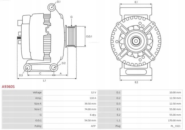 AS-PL A9360S Alternator a9360s as-pl