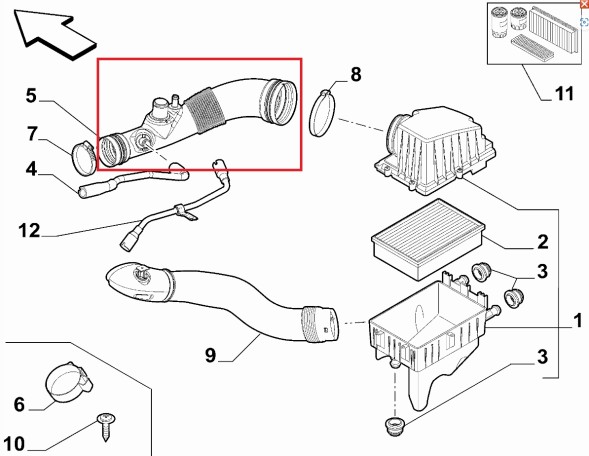 Alfa Romeo OE  Air hose fiat punto abarth alfa romeo mito turbo multiair