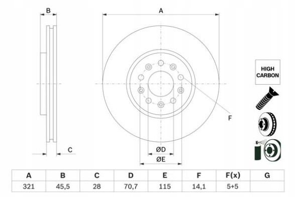 Bosch 0 986 479 F03 Brake discs bosch 0 986 479 f03