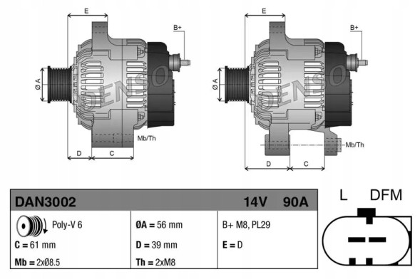 Denso  Alternator dan3002 denso