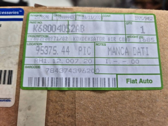 Dodge OE 68004052AB Air conditioning condenser 68004052ab dodge caliber avenger pk 06-