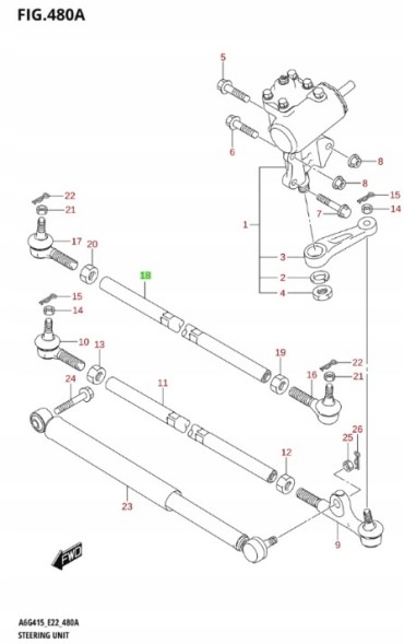 Suzuki OE 48831-78R10 Suzuki jimny 2018 - main steering rod