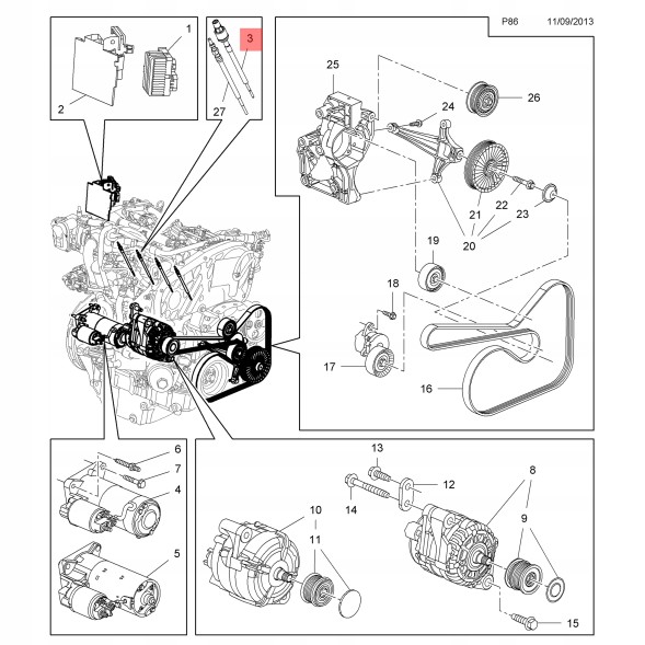 Opel OE OPEL INSIGNIA ZAFIRA 2.0 CDTI A20DTH świeca żarowa 55590467 0103010906 4X opel astra j insignia a zafira cascada glow plug