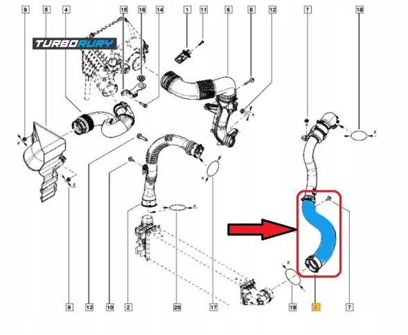 Turborury 2506700014098 Turbo intercooler pipe opel vivaro renault trafic iii 1.6 dci 144603145r